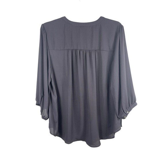 Torrid 3X (22/24) Gray Long Sleeve Tie Neck Peasant Sheer Relaxed Tunic Top NWT - Picture 5 of 14